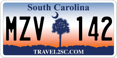 SC license plate MZV142