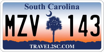 SC license plate MZV143