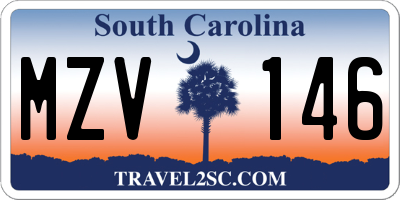 SC license plate MZV146