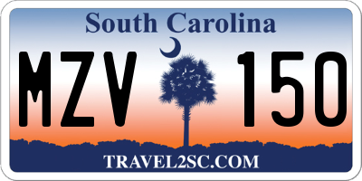 SC license plate MZV150