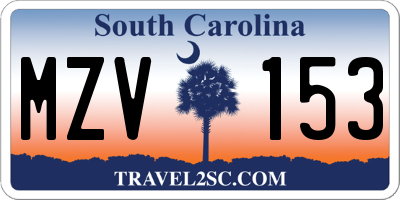 SC license plate MZV153