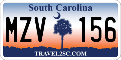 SC license plate MZV156