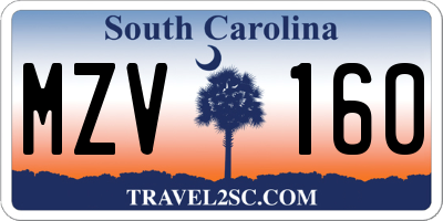 SC license plate MZV160