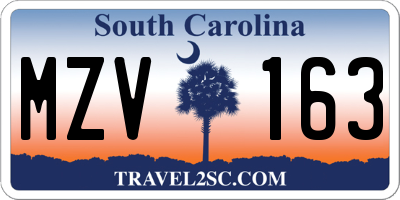 SC license plate MZV163