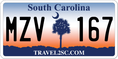 SC license plate MZV167