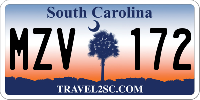SC license plate MZV172