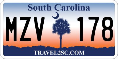 SC license plate MZV178