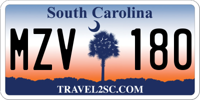 SC license plate MZV180