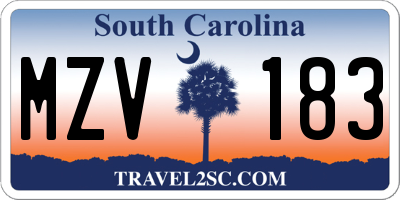 SC license plate MZV183