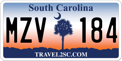 SC license plate MZV184