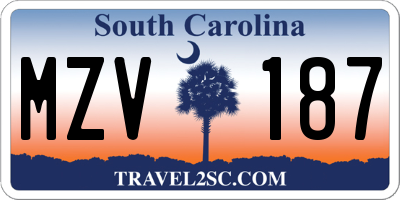 SC license plate MZV187