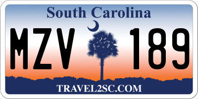 SC license plate MZV189