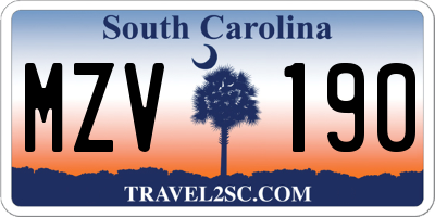 SC license plate MZV190