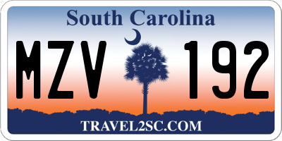 SC license plate MZV192