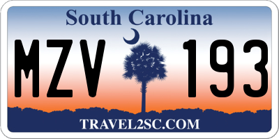 SC license plate MZV193
