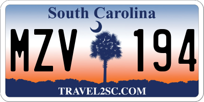 SC license plate MZV194