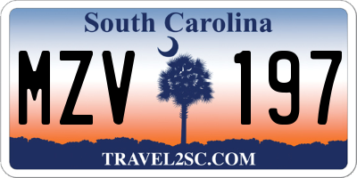 SC license plate MZV197