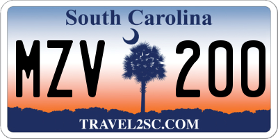 SC license plate MZV200
