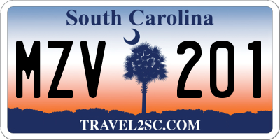 SC license plate MZV201