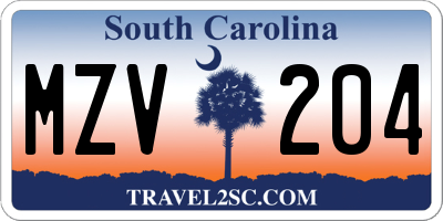 SC license plate MZV204