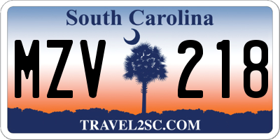 SC license plate MZV218