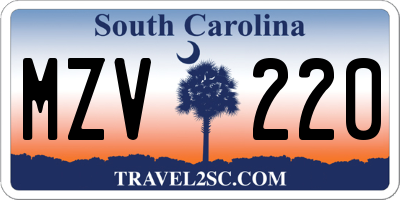 SC license plate MZV220