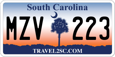 SC license plate MZV223