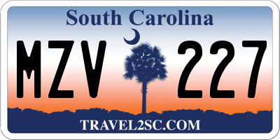 SC license plate MZV227