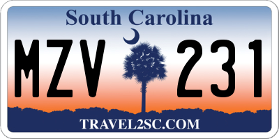 SC license plate MZV231