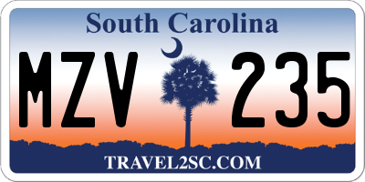 SC license plate MZV235