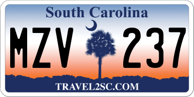 SC license plate MZV237