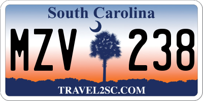 SC license plate MZV238