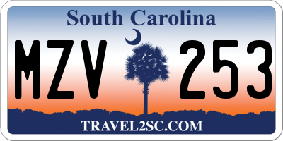 SC license plate MZV253