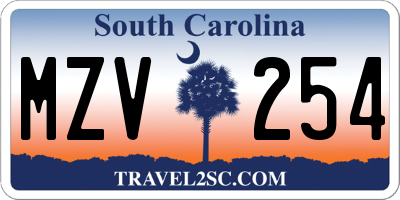 SC license plate MZV254