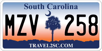 SC license plate MZV258