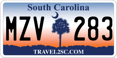 SC license plate MZV283