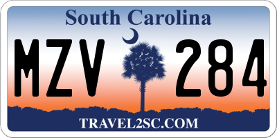 SC license plate MZV284