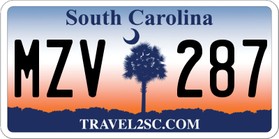 SC license plate MZV287