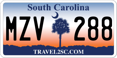 SC license plate MZV288