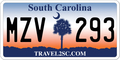 SC license plate MZV293