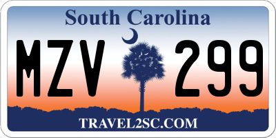 SC license plate MZV299