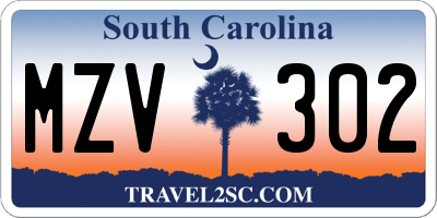 SC license plate MZV302