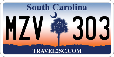 SC license plate MZV303