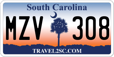 SC license plate MZV308