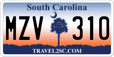 SC license plate MZV310