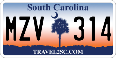 SC license plate MZV314
