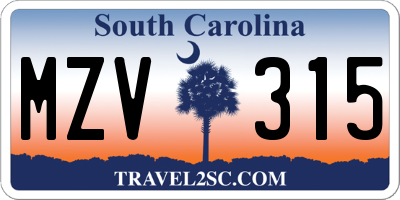 SC license plate MZV315