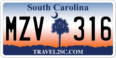 SC license plate MZV316