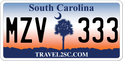 SC license plate MZV333