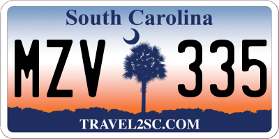 SC license plate MZV335